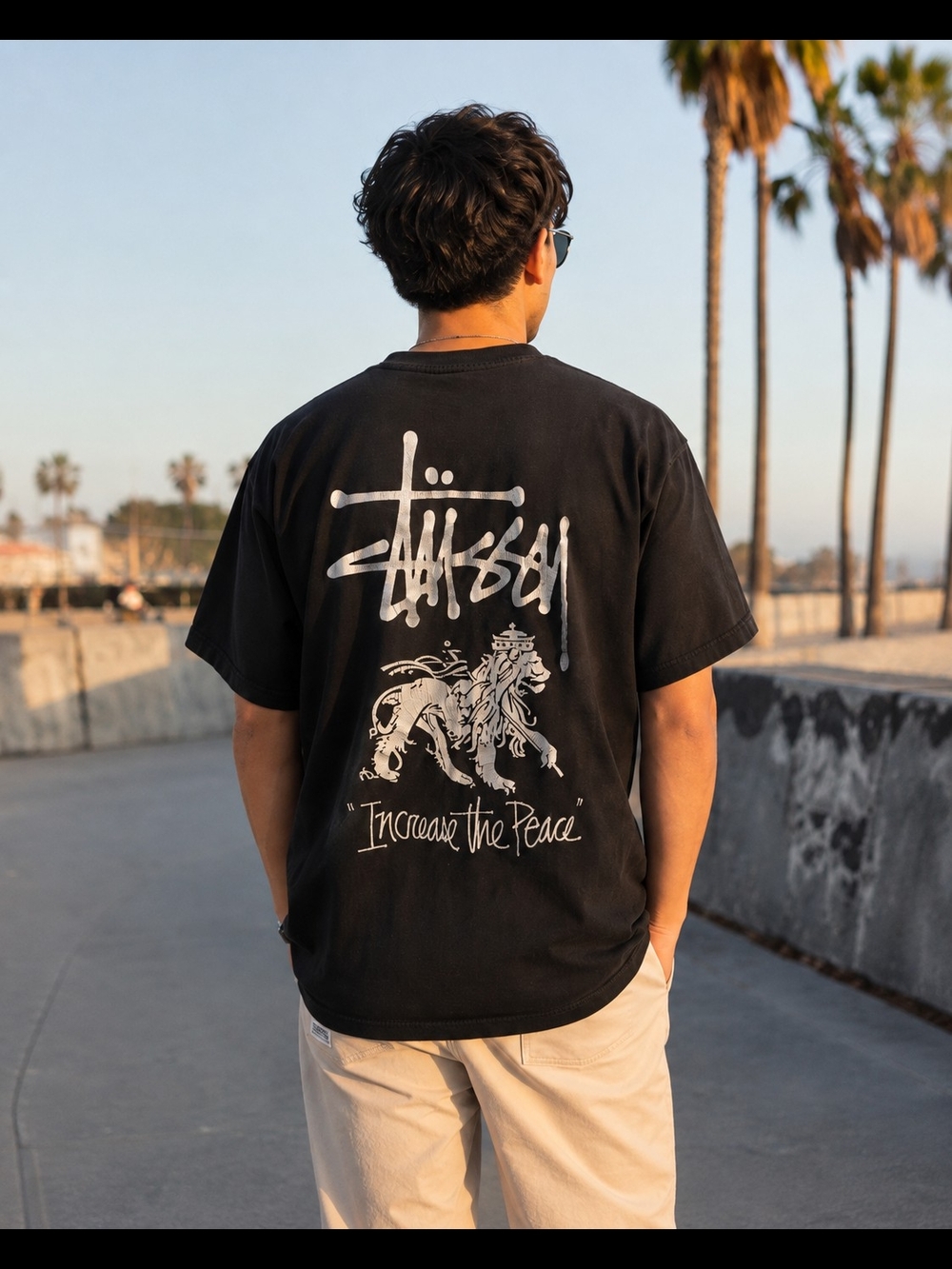 Stussy Increase The Peace Lion ITP Graphic Tee Black Men’s Large